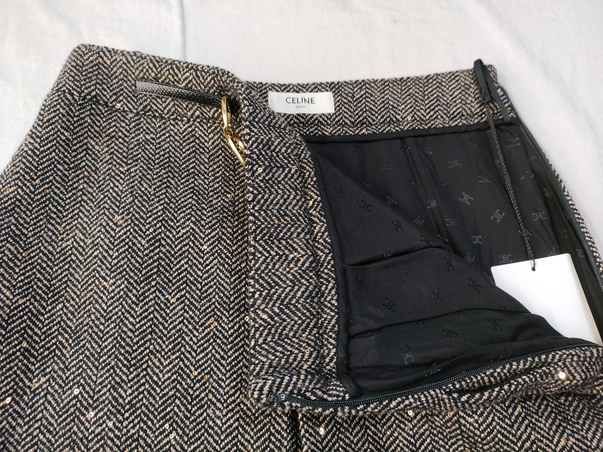 CELINE Skirt with Triomphe Belt and Tags