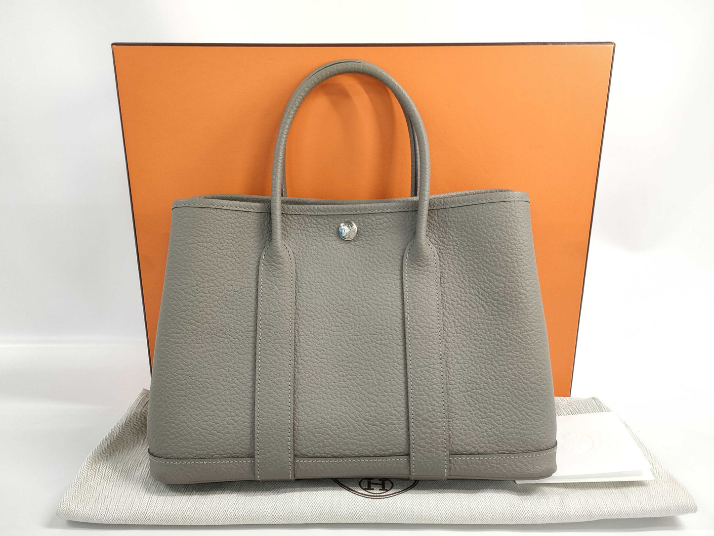HERMES Garden Party 30 TPM Country Asphalt D Stamped Handbag