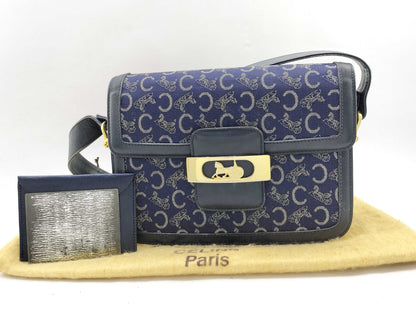 CELINE C Macadam Shoulder Bag with Carriage Hardware