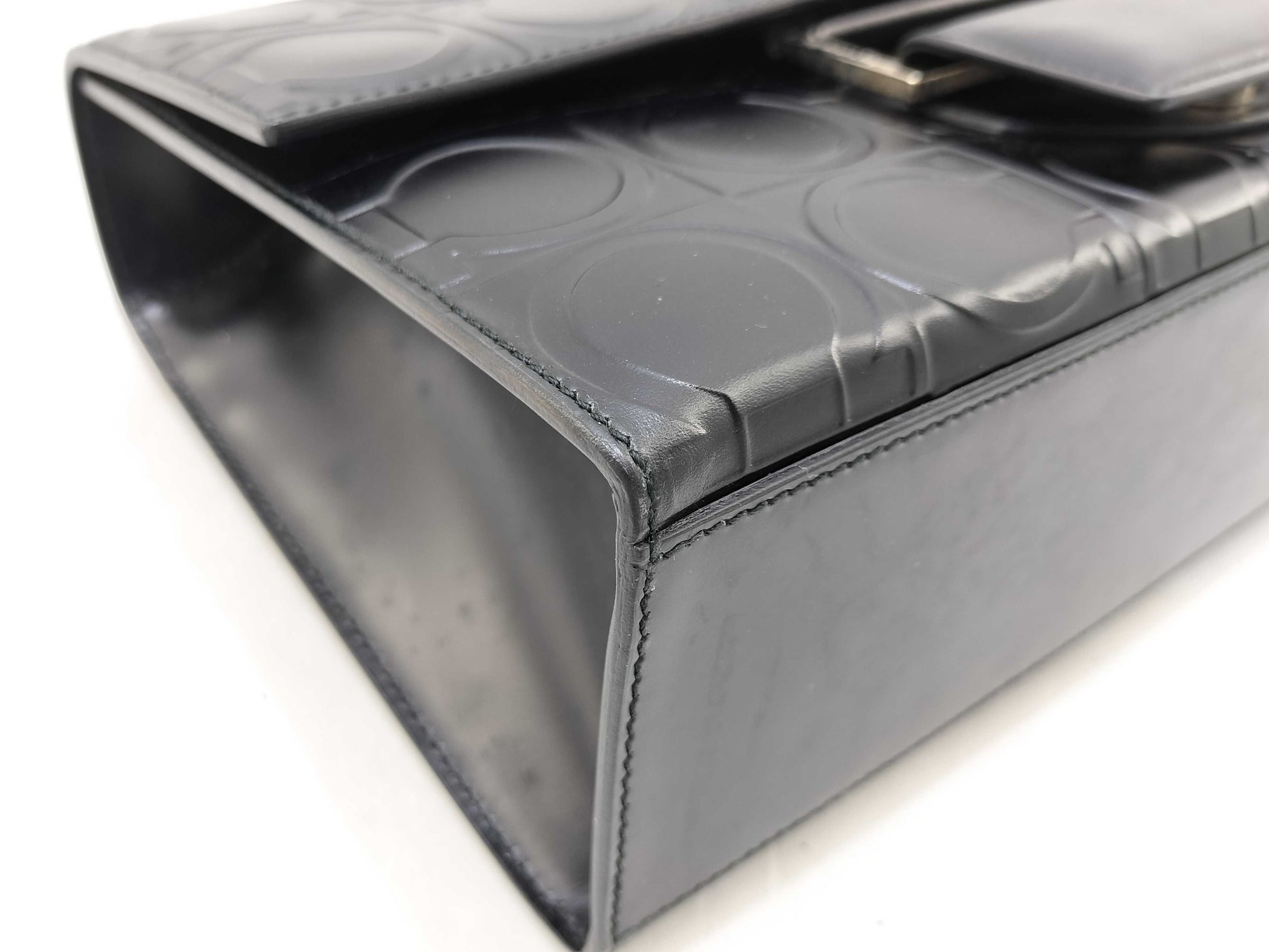 Salvatore Ferragamo Gancini Leather Handbag with Gancini Pattern