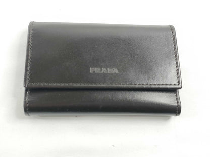 PRADA Prada Black Leather Key Case with Box and Certificate of Authenticity