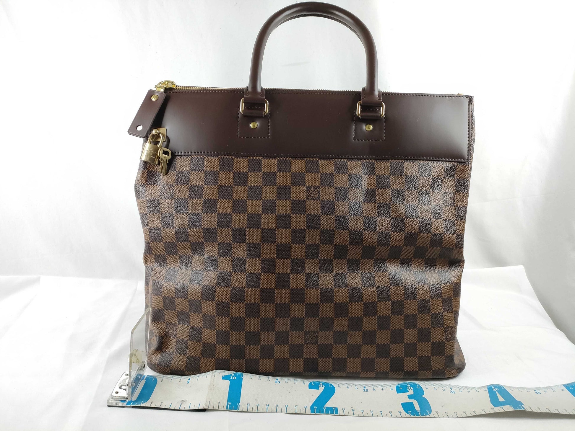 LOUIS VUITTON Damier Greenwich PM Handbag N41165/AR0016 with Name Tag and Box