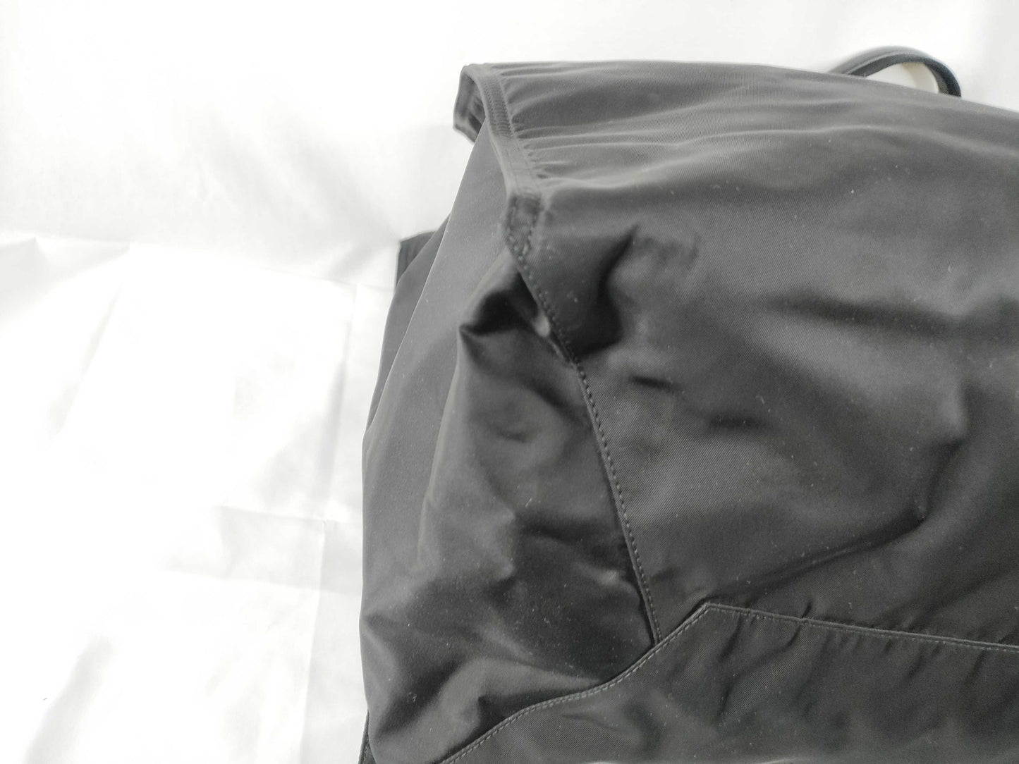 PRADA Tessuto Nylon and Leather Tote Bag, Black, VA1001