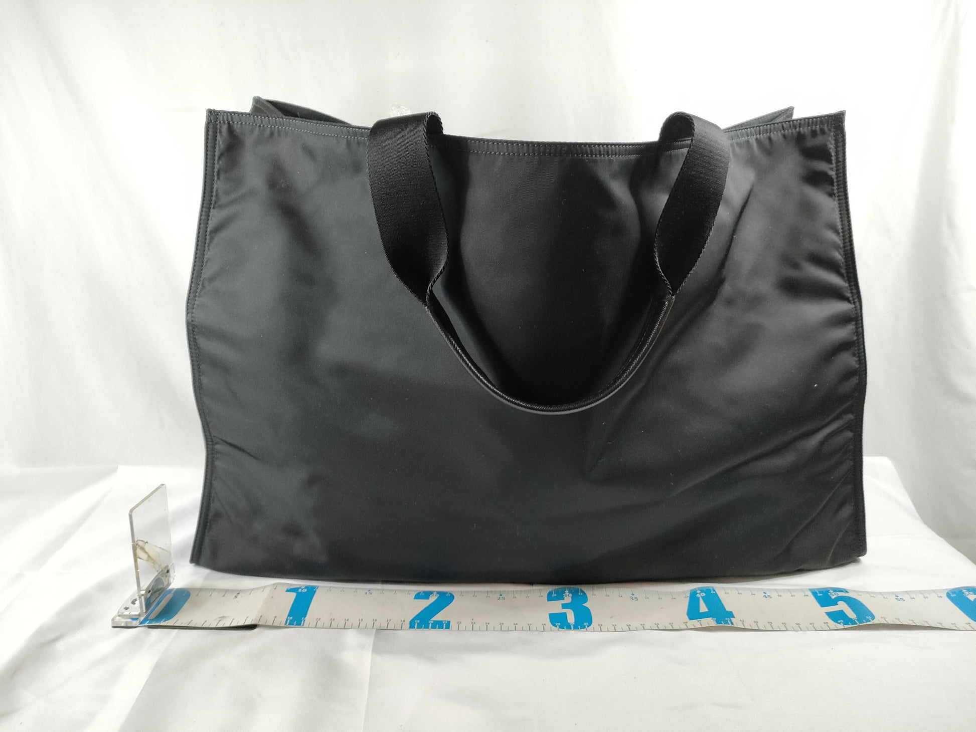 PRADA Tessuto Nylon and Leather Tote Bag, Black, VA1001