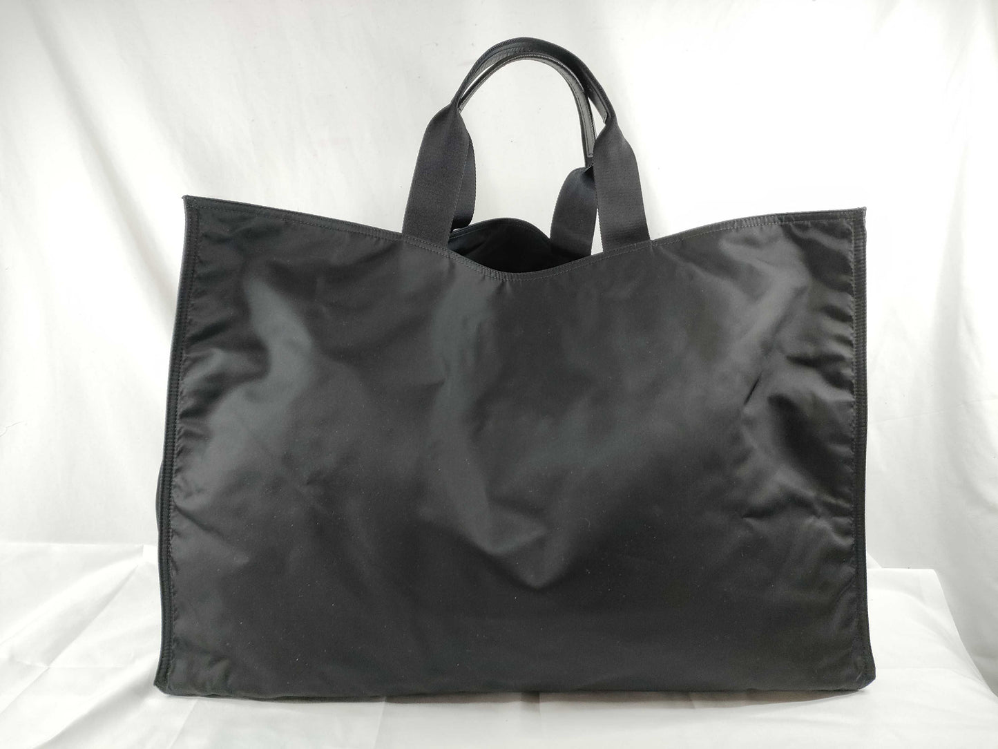 PRADA Tessuto Nylon and Leather Tote Bag, Black, VA1001
