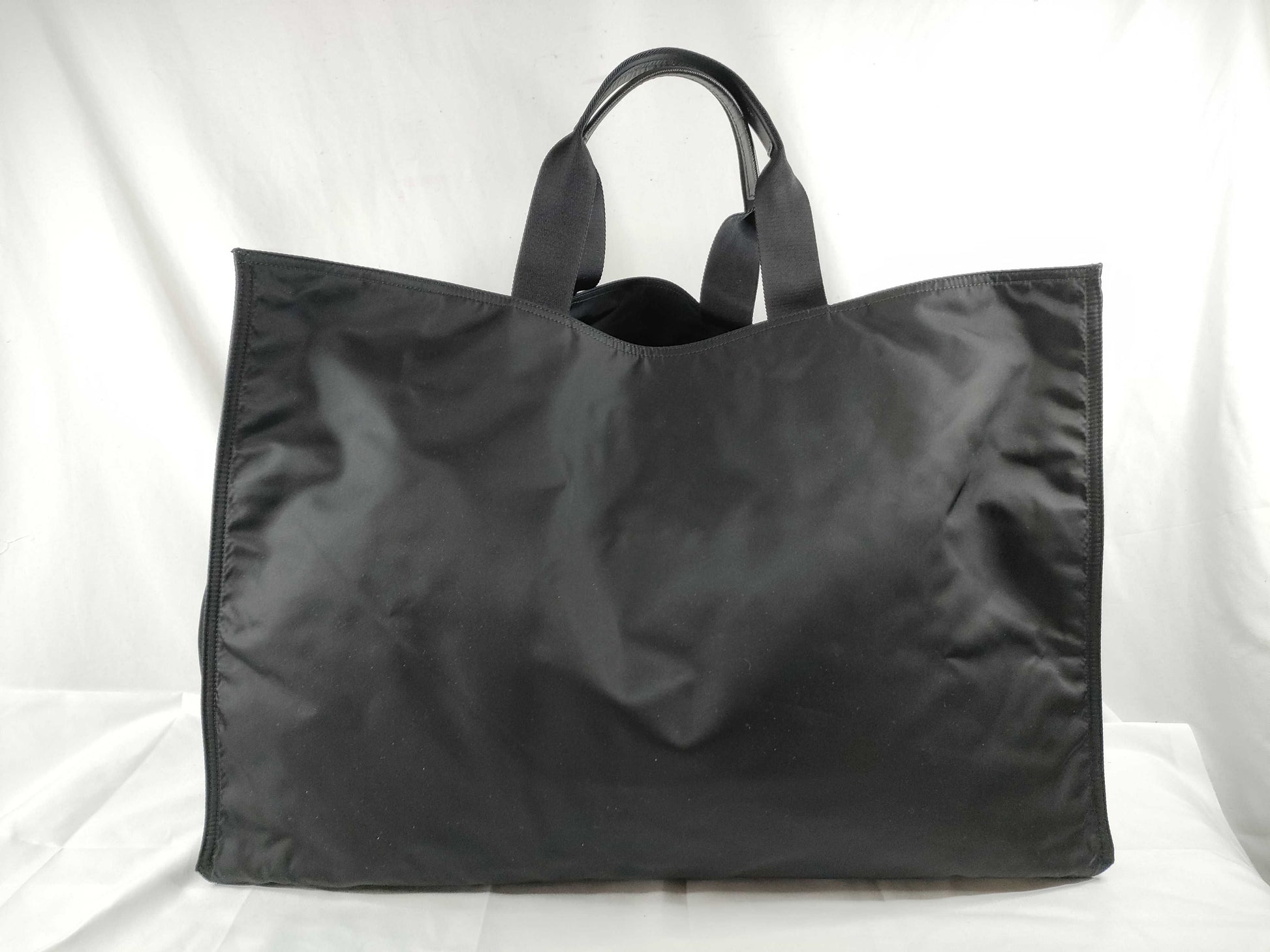 PRADA Tessuto Nylon and Leather Tote Bag, Black, VA1001