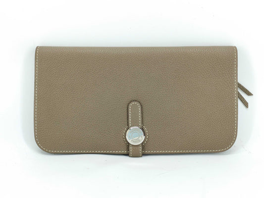 HERMES Dogon GM Etoupe X Stamped Wallet