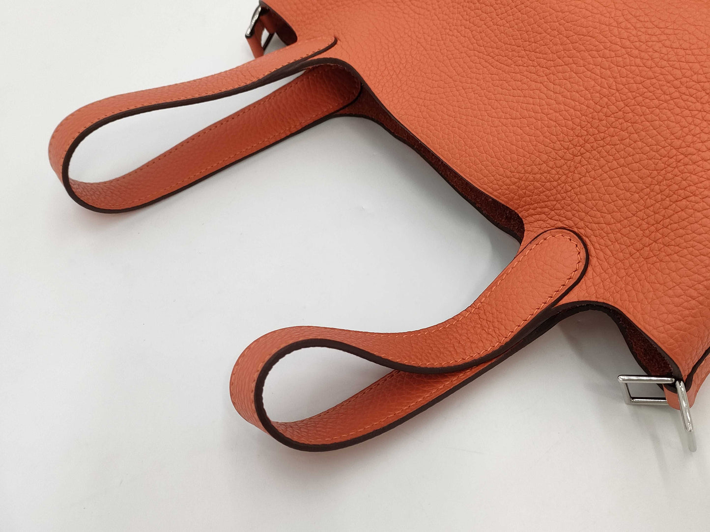 HERMES Picotin Lock PM Taurillon Clemence Leather, Orange, Silver Hardware, □R Stamp, Handbag