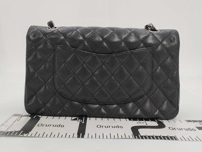 CHANEL CHANEL Matelasse 25 Classic Caviar Leather Shoulder Bag with Silver Hardware A01112