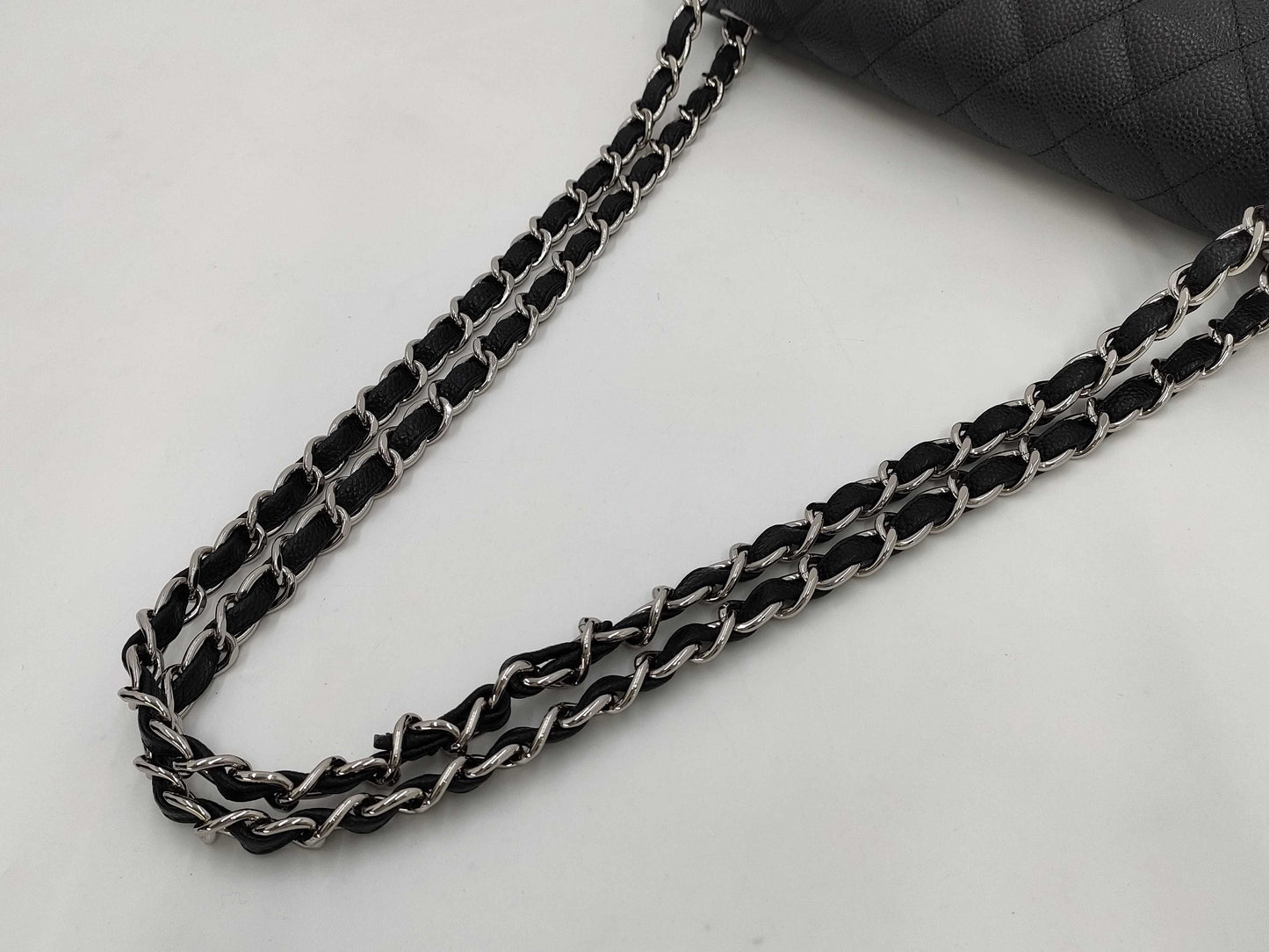 CHANEL CHANEL Matelasse 30 Classic Caviar Leather Shoulder Bag with Silver Hardware A58600