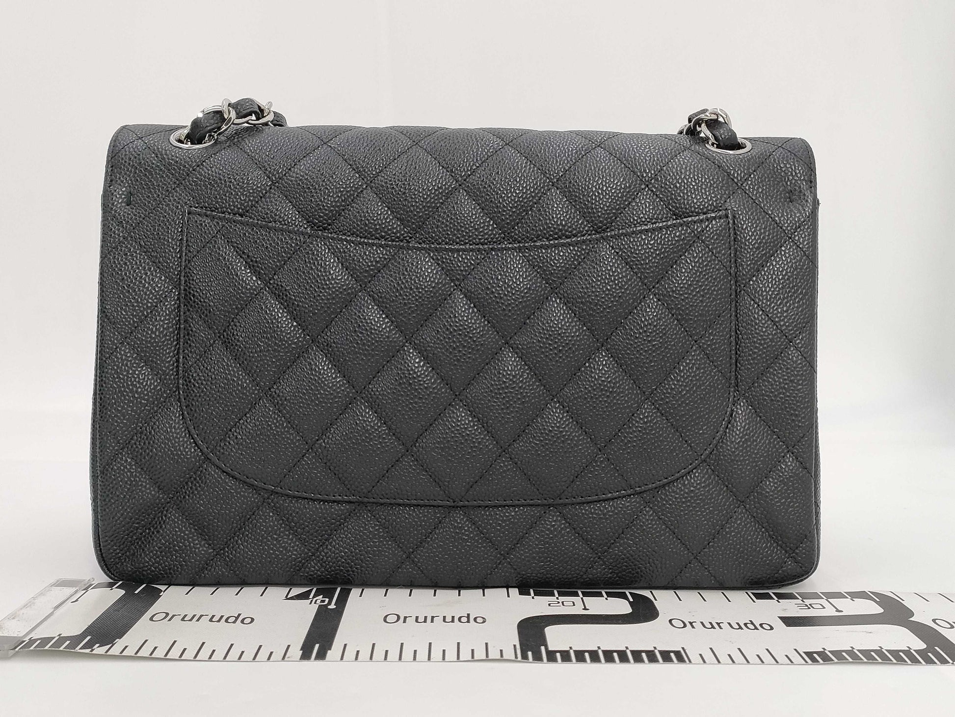 CHANEL CHANEL Matelasse 30 Classic Caviar Leather Shoulder Bag with Silver Hardware A58600