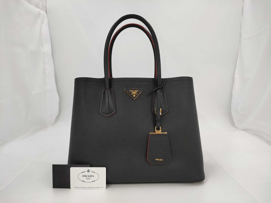 PRADA PRADA Saffiano Cuir Double Tote Bag, Medium, 1BG756