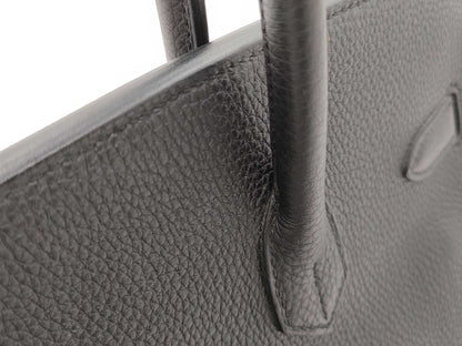 HERMES Birkin 35 Togo Black Silver Hardware Z Stamp Handbag