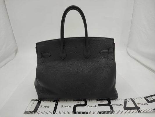 HERMES Birkin 35 Togo Black Silver Hardware Z Stamp Handbag