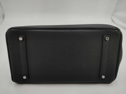 HERMES Birkin 35 Togo Black Silver Hardware Z Stamp Handbag
