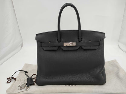 HERMES Birkin 35 Togo Black Silver Hardware Z Stamp Handbag