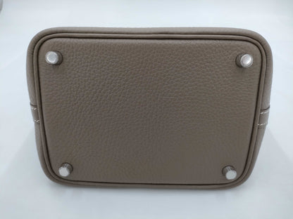 HERMES Picotin Lock 18 Taurillon Clemence Leather Handbag with Silver Hardware, K Stamp