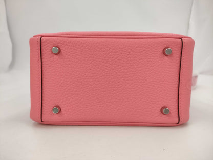 HERMES Mini Lindy 2 Rose Lipstick x Taurillon Clemence x Silver Hardware x Double Stamp Shoulder Bag