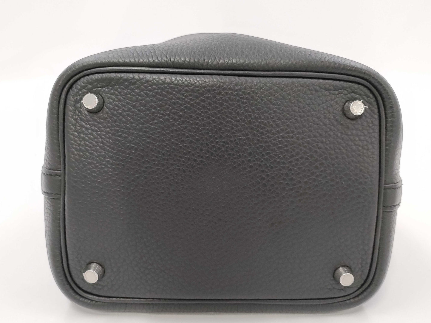 HERMES Picotin Lock PM Handbag, W Stamp, Noir, Silver Hardware, Dust Bag