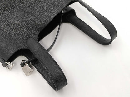 HERMES Picotin Lock PM Handbag, W Stamp, Noir, Silver Hardware, Dust Bag