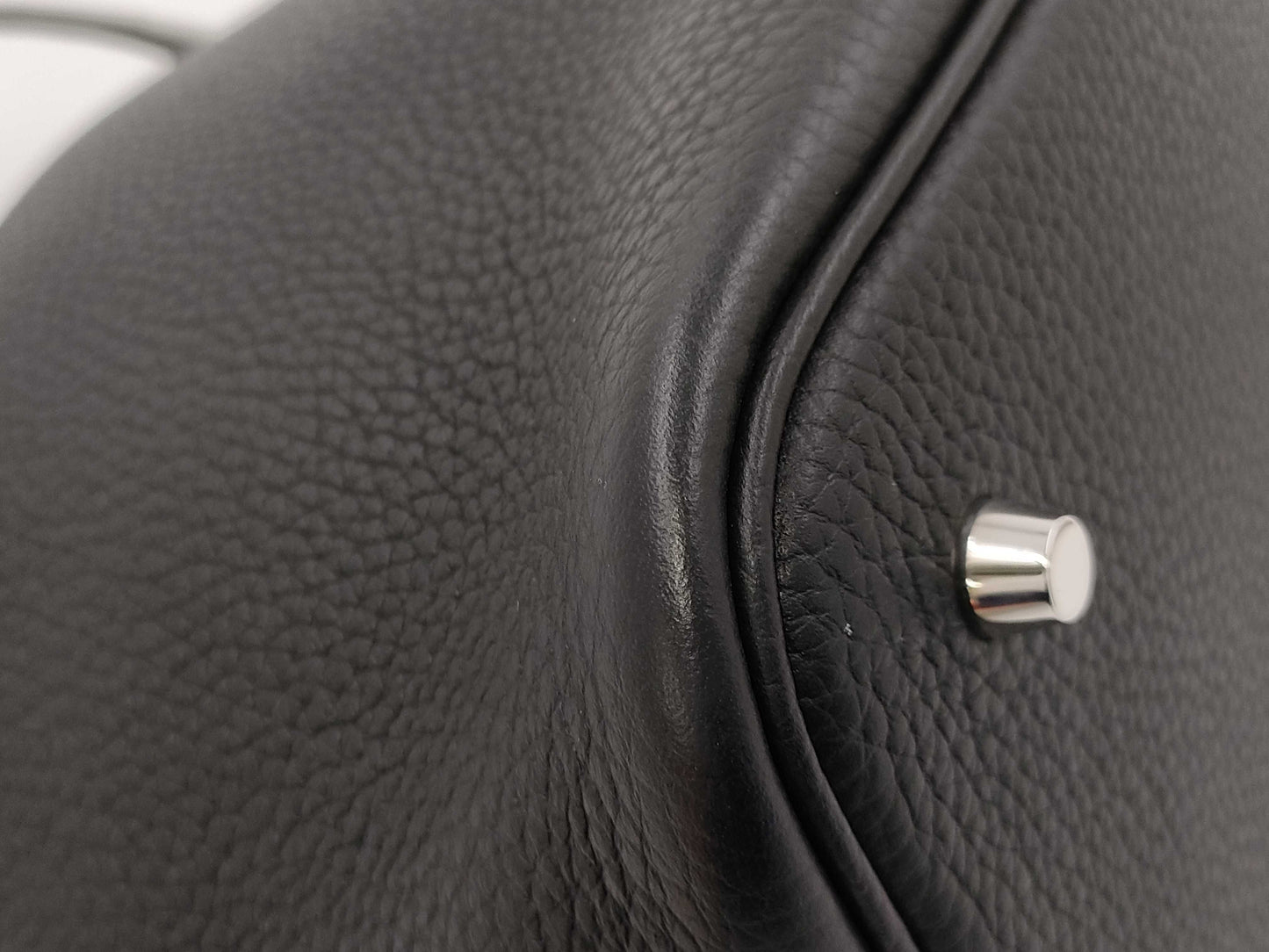 HERMES Picotin Lock MM Touch Taurillon Clemence Alligator Leather Handbag in Matte Black with Silver Hardware and Y Stamp