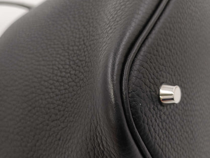 HERMES Picotin Lock MM Touch Taurillon Clemence Alligator Leather Handbag in Matte Black with Silver Hardware and Y Stamp