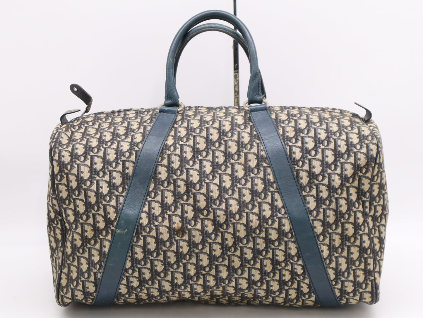 Dior Leather Trotter Boston Bag Ivory Green SV Hardware