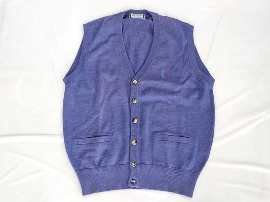 Yves Saint Laurent YSL Embroidered Knit Cardigan Vest