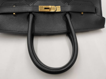 HERMES Birkin 35 Black Gold Fittings ○Y Handbag