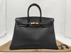 HERMES Birkin 35 Black Gold Fittings ○Y Handbag