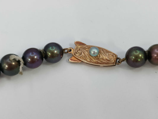 TASAKI Black Butterfly Pearl Diameter Approx. 7.0mm-7.3mm K14 91.7g Necklace 