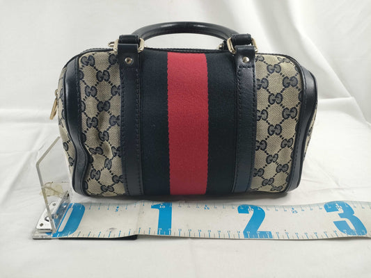 GUCCI GG Canvas Sherry Line Boston Bag Handbag