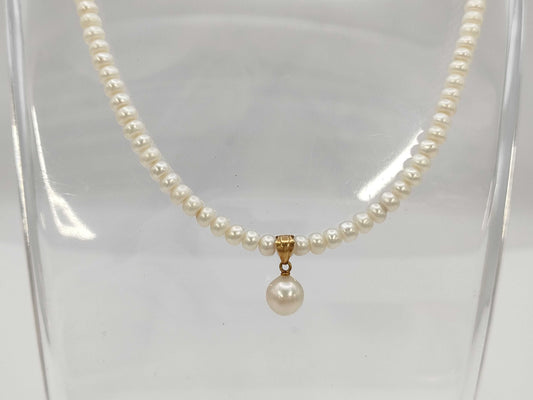 Pearl diameter approx. 7.3mm Freshwater pearl K18 12.0g necklace 