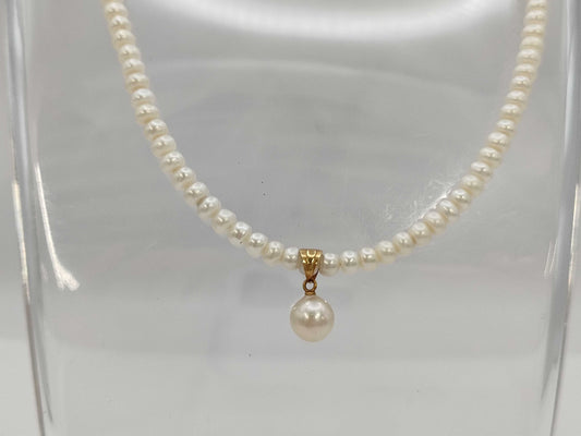 Pearl diameter approx. 7.3mm Freshwater pearl K18 12.0g necklace 