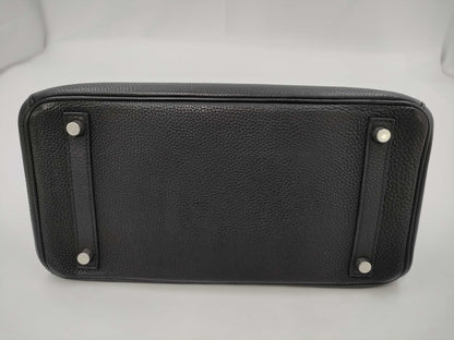 HERMES Birkin 30 Togo Black SV Fittings □L Handbag