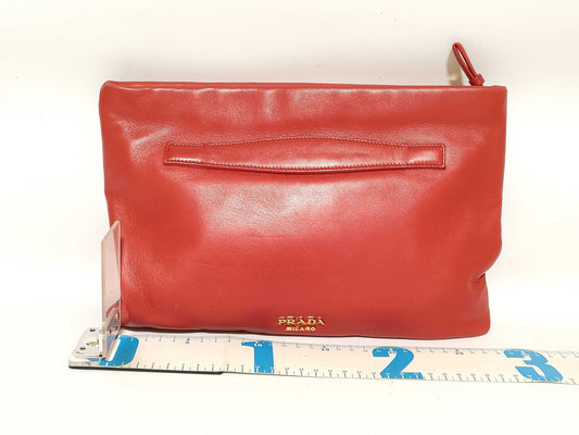 PRADA PRADA Clutch Bag Leather Red Bag Clutch Bag