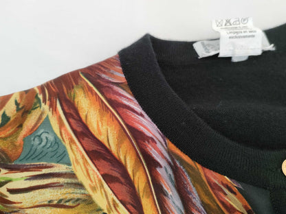 HERMES Animal Print Gold Button Vintage Cardigan #34