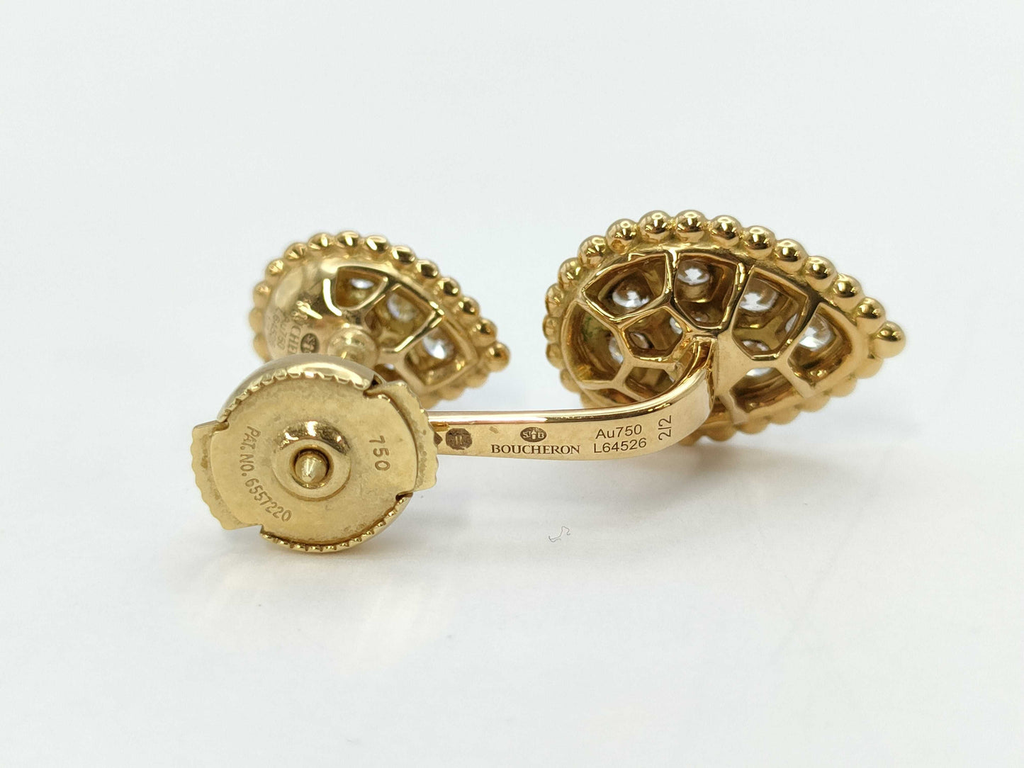 BOUCHERON Serpan Boheme Diamond One Side YG Au750 3.6g Earrings 