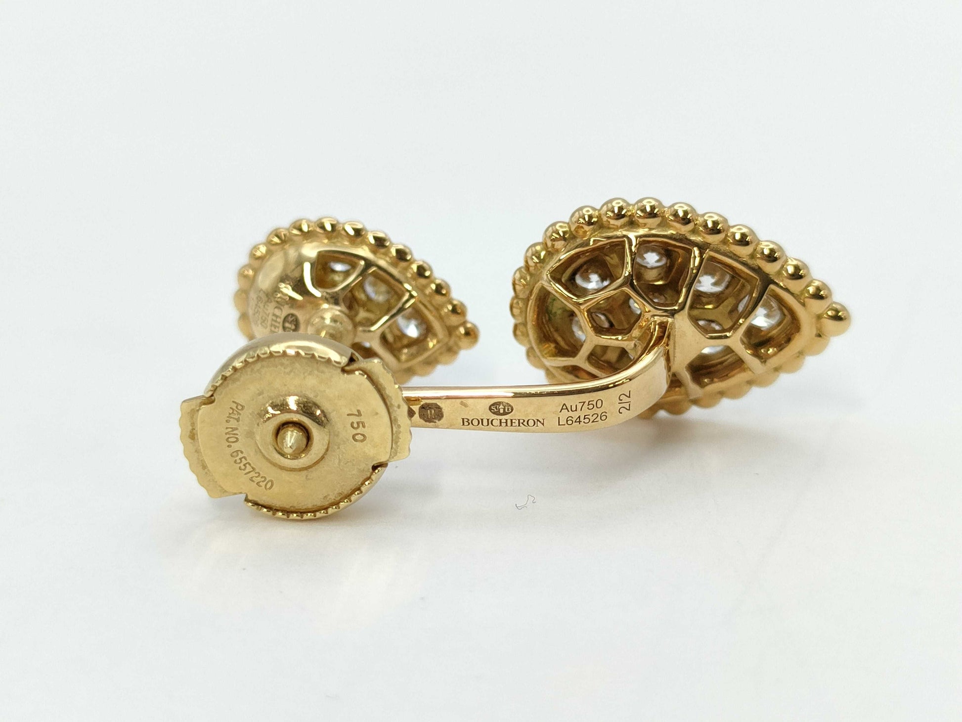 BOUCHERON Serpan Boheme Diamond One Side YG Au750 3.6g Earrings 