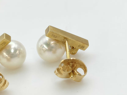 TASAKI Petit Balance Class Pearl Diameter Approx. 6.8mm*2 D0.05/0.05ct YG 750 3.1g Earrings 