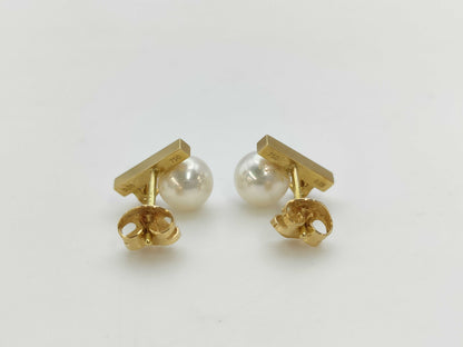 TASAKI Petit Balance Class Pearl Diameter Approx. 6.8mm*2 D0.05/0.05ct YG 750 3.1g Earrings 