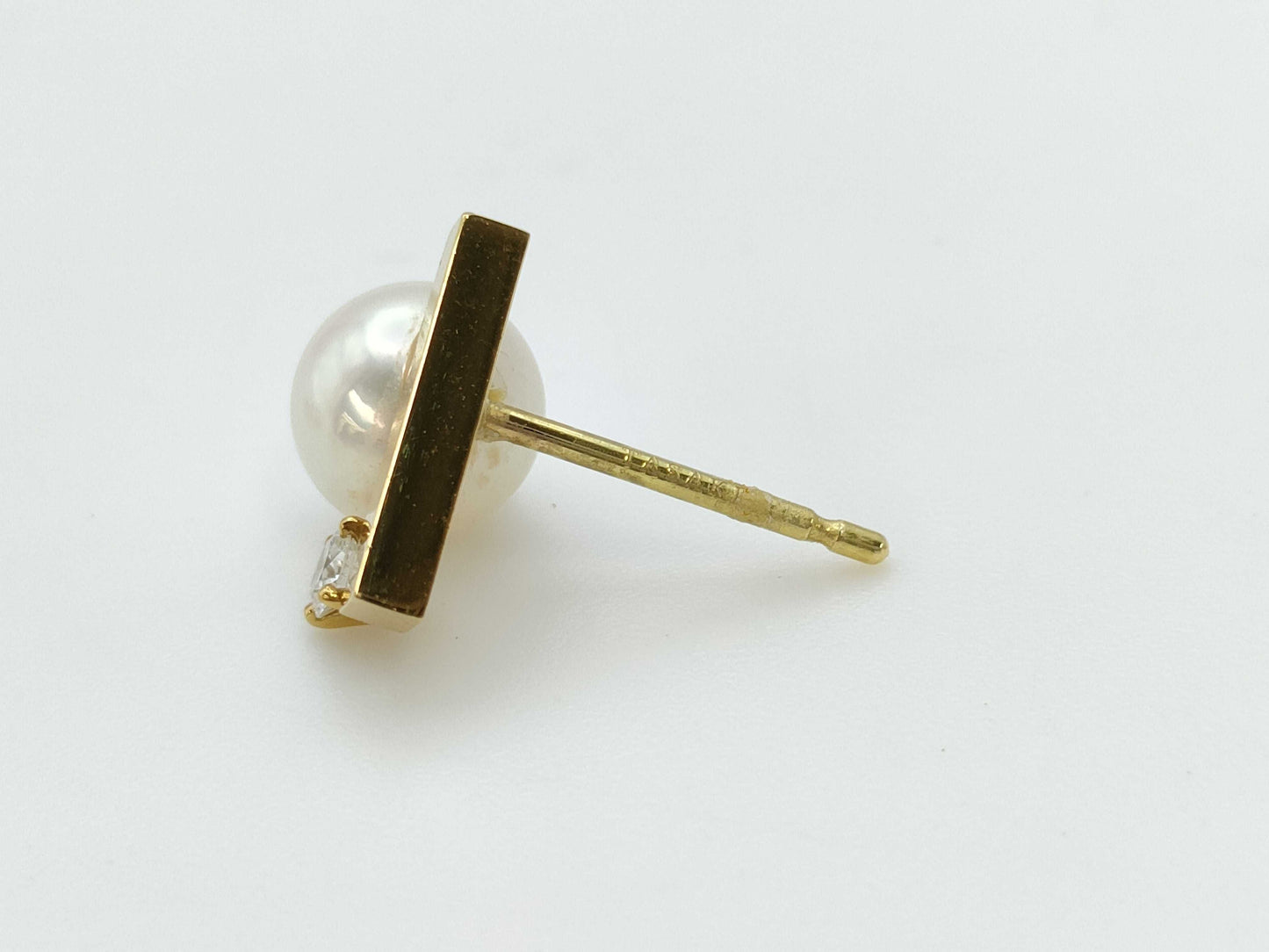 TASAKI Petit Balance Class Pearl Diameter Approx. 6.8mm*2 D0.05/0.05ct YG 750 3.1g Earrings 