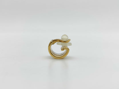 BOUCHERON Cattle Radiant Diamond One Side YG/WG Au750 4.1g Earrings 