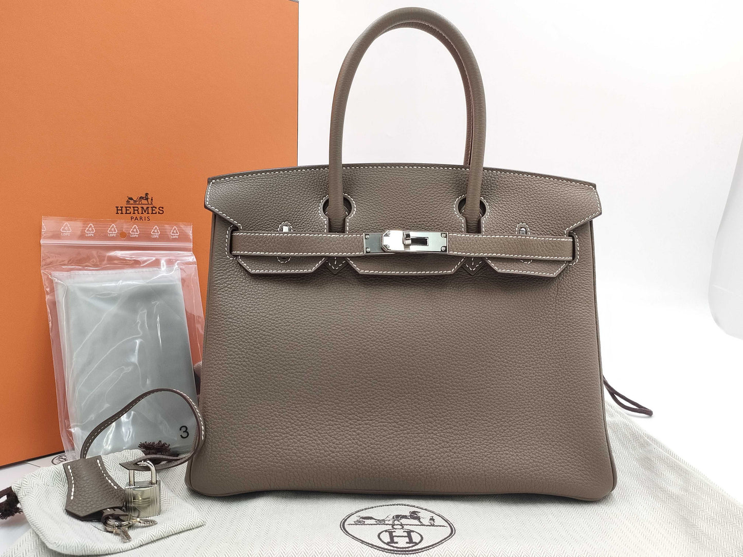 HERMES Birkin 30 Togo Etoup Silver Fittings U-Engraved Handbag