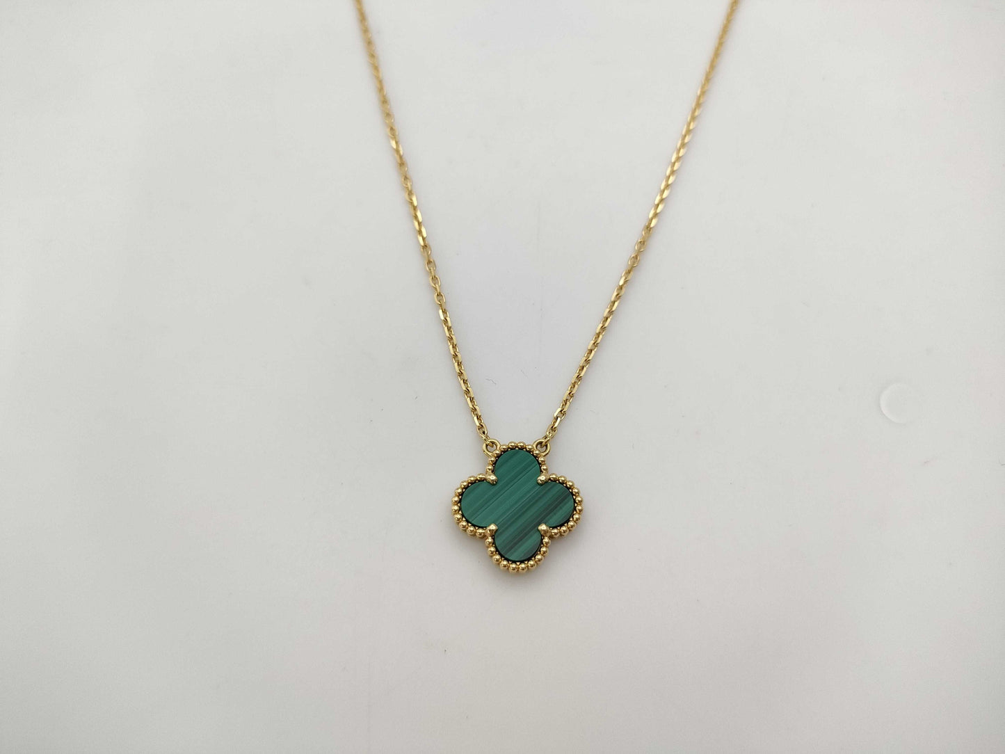 Van Cleef&Arpels Vintage Alhambra Malachite YG Au750 5.4g Necklace 