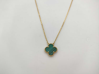 Van Cleef&Arpels Vintage Alhambra Malachite YG Au750 5.4g Necklace 