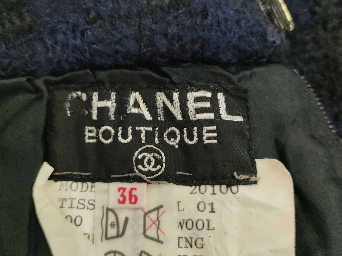 CHANEL CHANEL Tweed Skirt Black Blue Size 36 Skirt