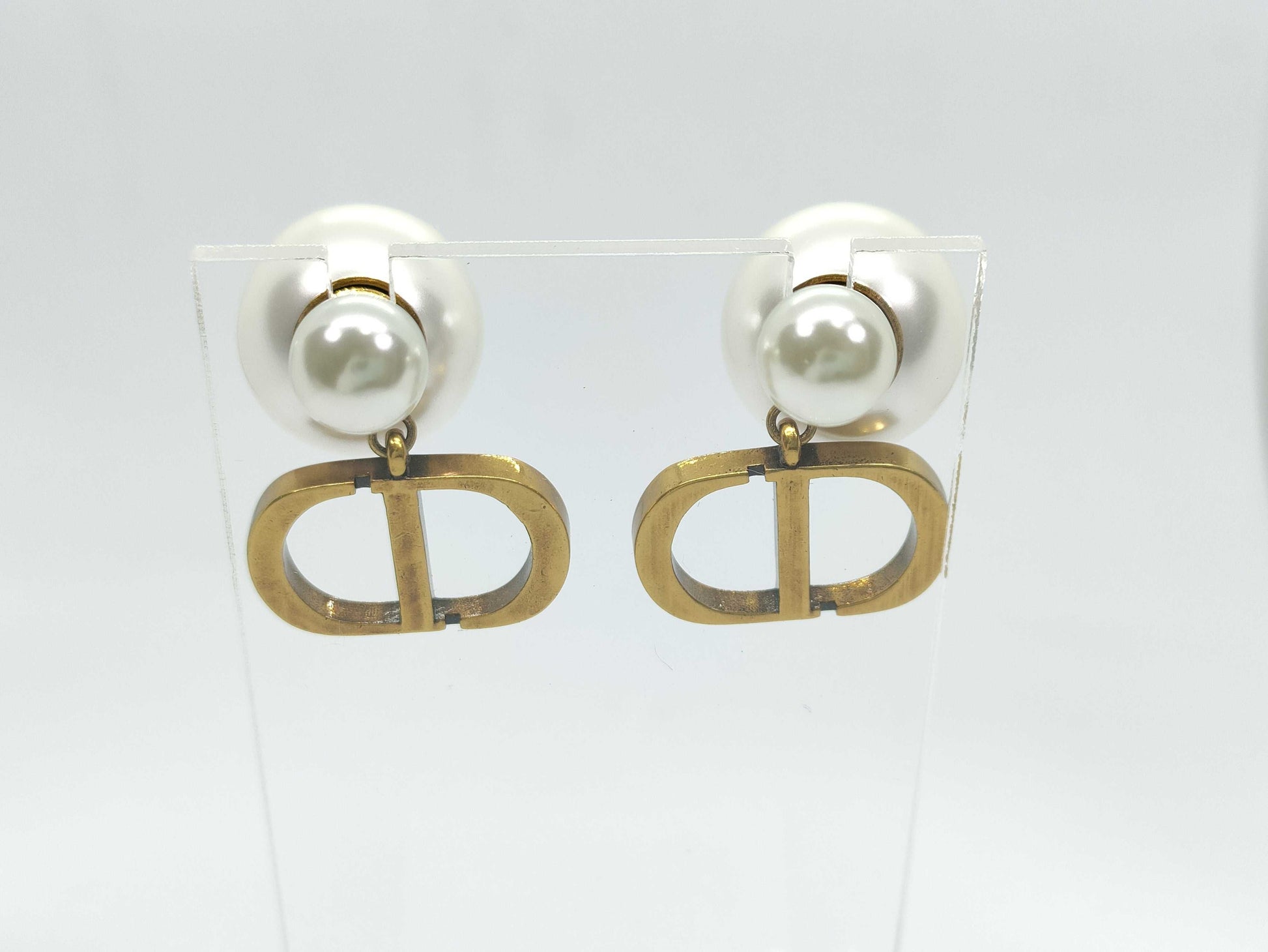 Dior Dior CD logo tribal pearl earrings
