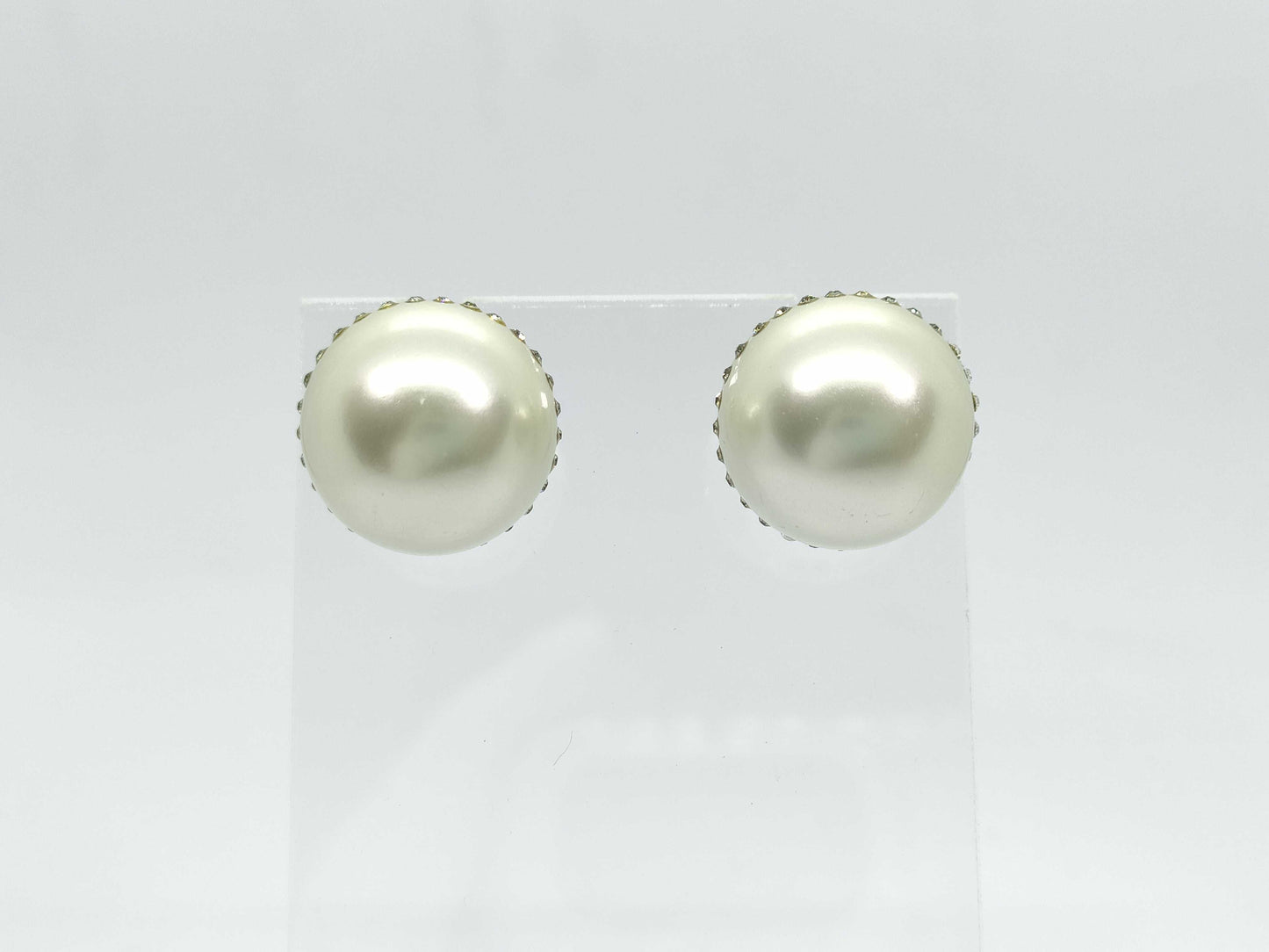 Dior Dior Tribal CD Logo Pearl Rhinestone Earrings