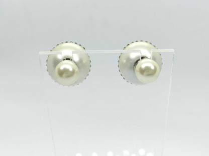 Dior Dior Tribal CD Logo Pearl Rhinestone Earrings